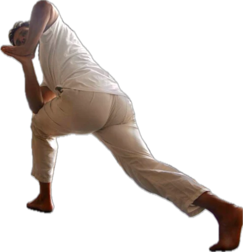 Profesor de yoga realizando una postura de estiramiento